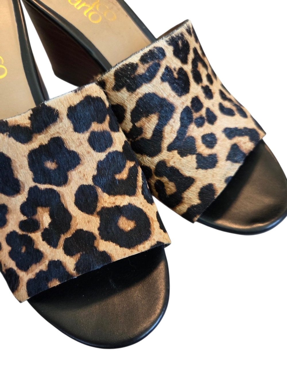Franco Sarto Leopard Print Wedge Slide Sandals - Tan/Black - Picture 10 of 11